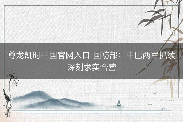 尊龙凯时中国官网入口 国防部：中巴两军抓续深刻求实合营