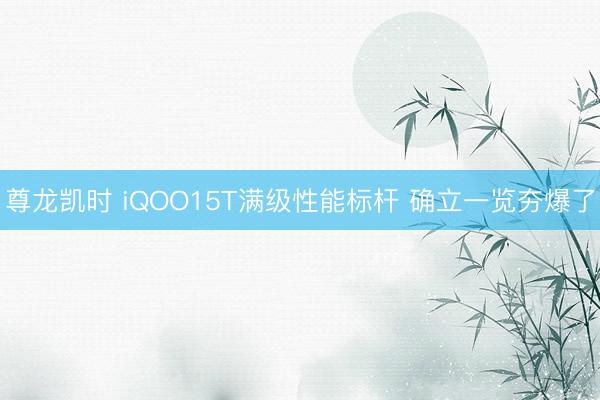 尊龙凯时 iQOO15T满级性能标杆 确立一览夯爆了