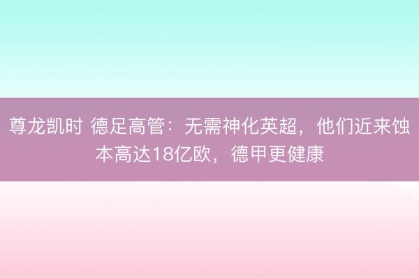 尊龙凯时 德足高管：无需神化英超，他们近来蚀本高达18亿欧，德甲更健康