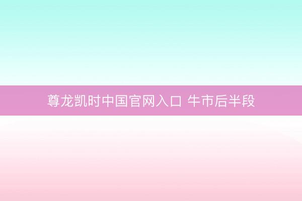 尊龙凯时中国官网入口 牛市后半段