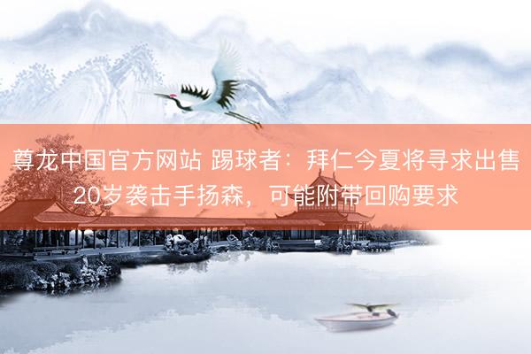 尊龙中国官方网站 踢球者：拜仁今夏将寻求出售20岁袭击手扬森，可能附带回购要求