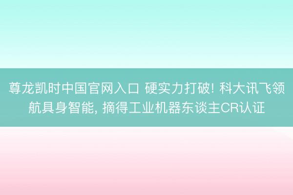 尊龙凯时中国官网入口 硬实力打破! 科大讯飞领航具身智能, 摘得工业机器东谈主CR认证
