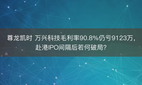 尊龙凯时 万兴科技毛利率90.8%仍亏9123万，赴港IPO间隔后若何破局？