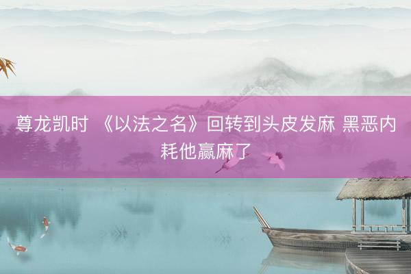 尊龙凯时 《以法之名》回转到头皮发麻 黑恶内耗他赢麻了