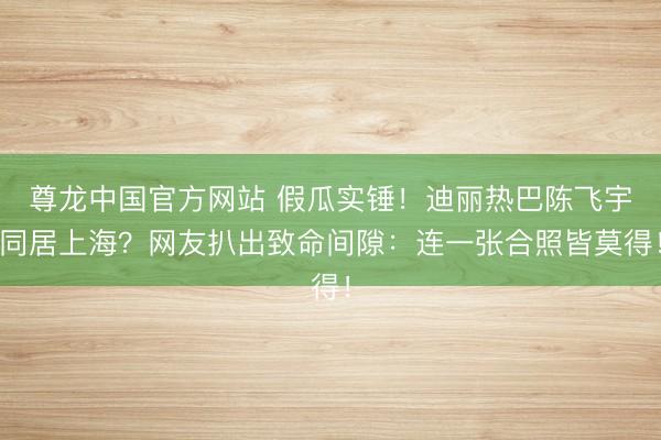 尊龙中国官方网站 假瓜实锤！迪丽热巴陈飞宇同居上海？网友扒出致命间隙：连一张合照皆莫得！
