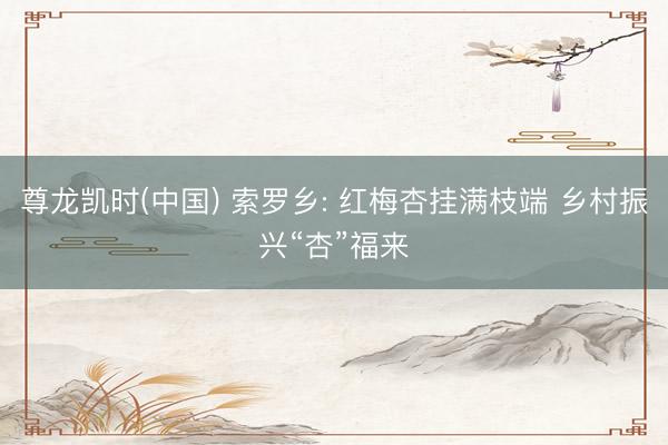 尊龙凯时(中国) 索罗乡: 红梅杏挂满枝端 乡村振兴“杏”福来