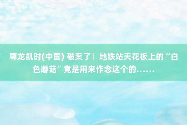 尊龙凯时(中国) 破案了！地铁站天花板上的“白色蘑菇”竟是用来作念这个的……
