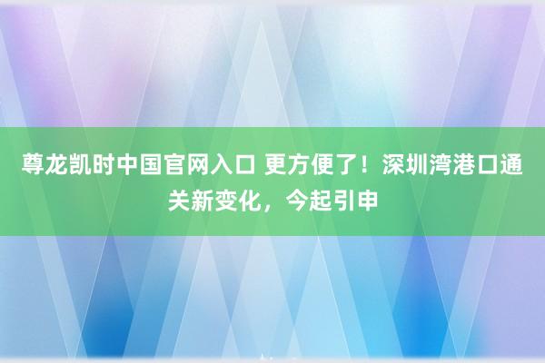 尊龙凯时中国官网入口 更方便了！深圳湾港口通关新变化，今起引申